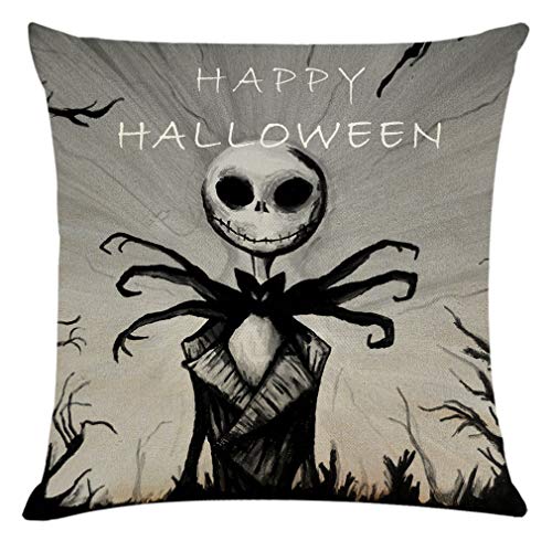 Ogrmar 4PCS 18&#x22;x18&#x22; Throw Pillow Covers Halloween Decorative Couch Pillow Cases Cotton Linen Pillow Square Cushion Cover for Sofa, Couch, Bed and Car