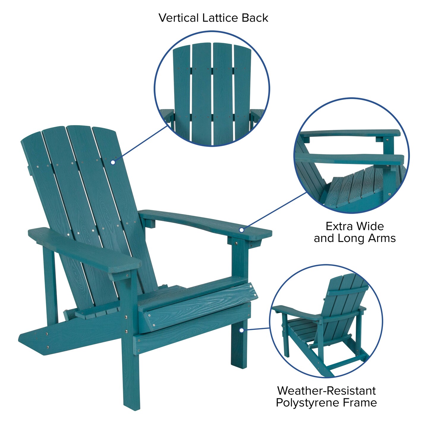 Emma and Oliver 2 Pack Outdoor All-Weather Poly Resin Wood Adirondack Chairs