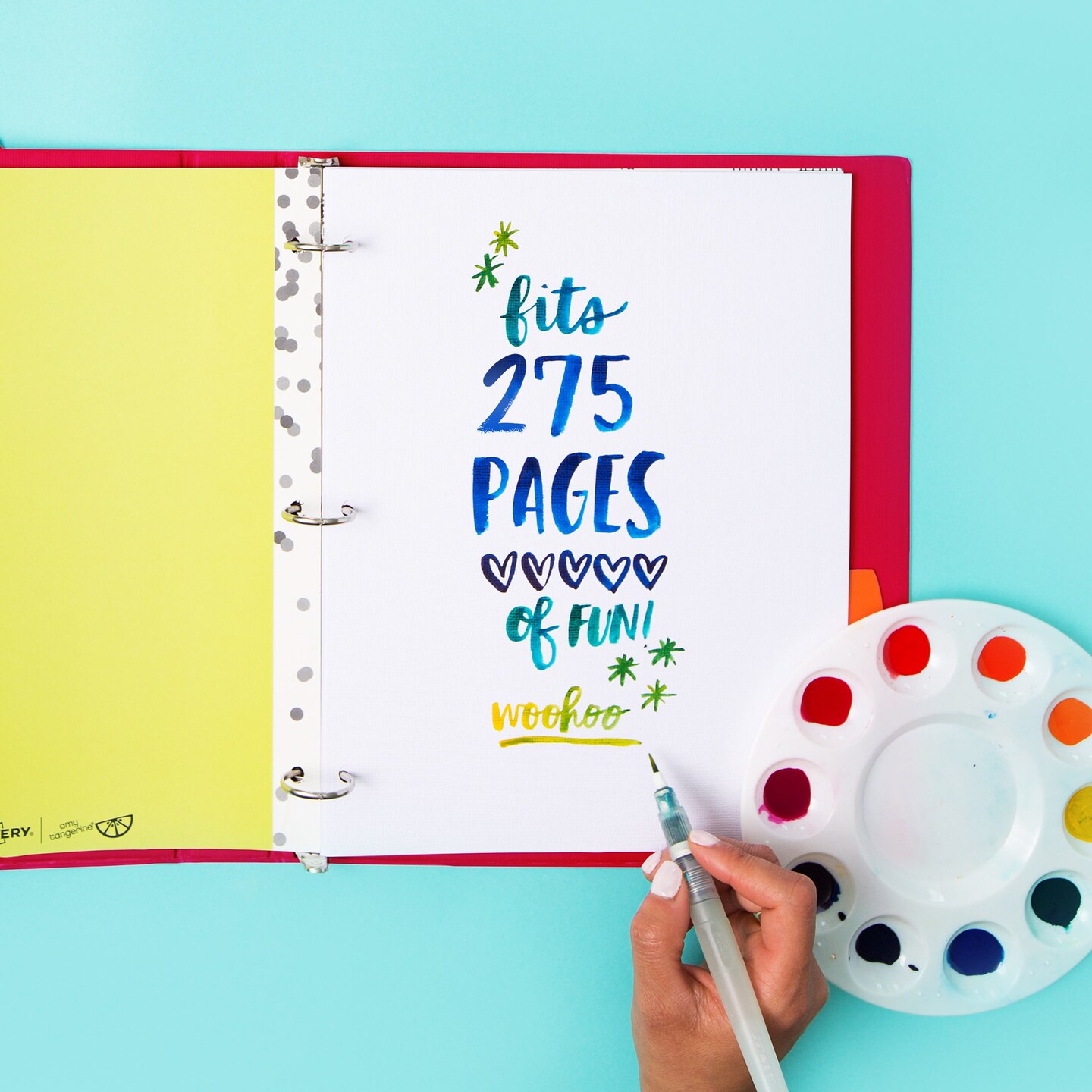 Avery + Amy Tangerine Designer Collection Binder, 1.5" Round Rings, 275-Sheet Capacity, Watercolor Rainbow (28347)