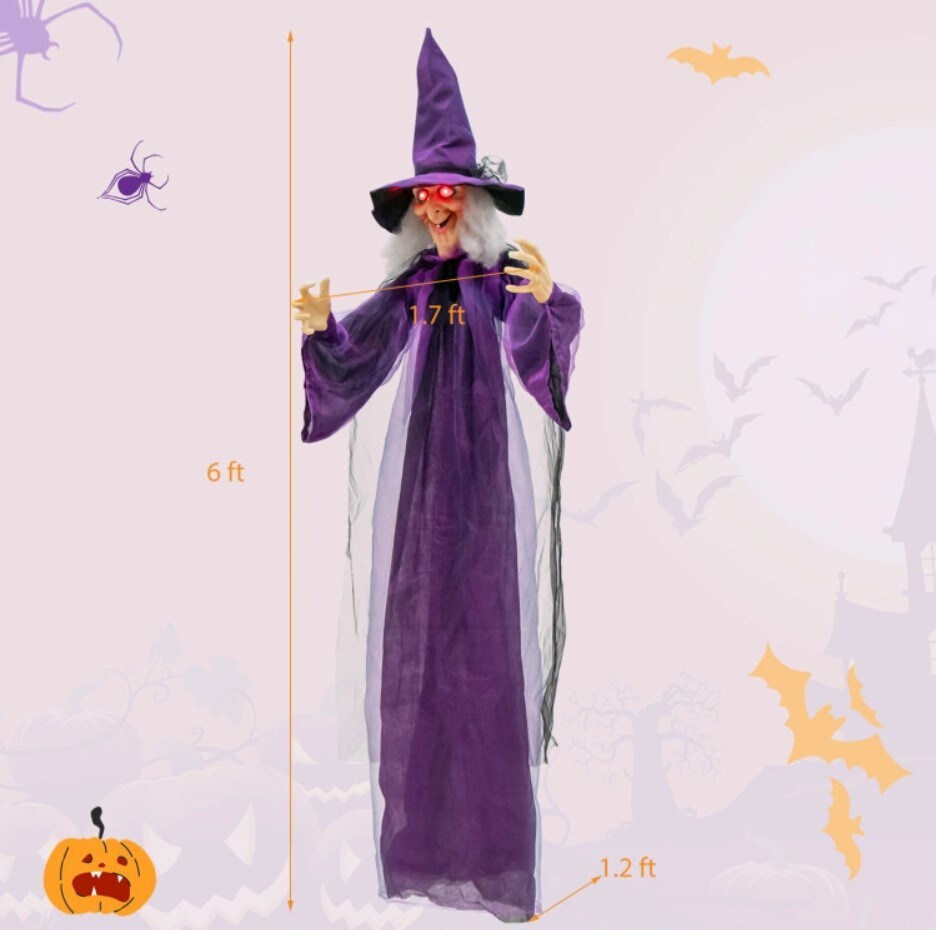 Spooky Hanging Witch - Halloween Decoration with Pre-Recorded Phrases
