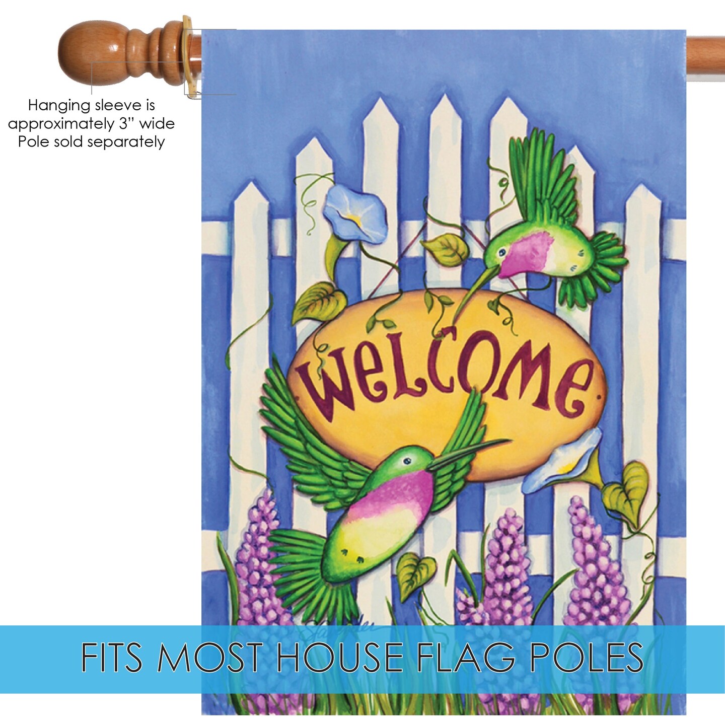 Welcome Hummingbirds Decorative Welcome Flag