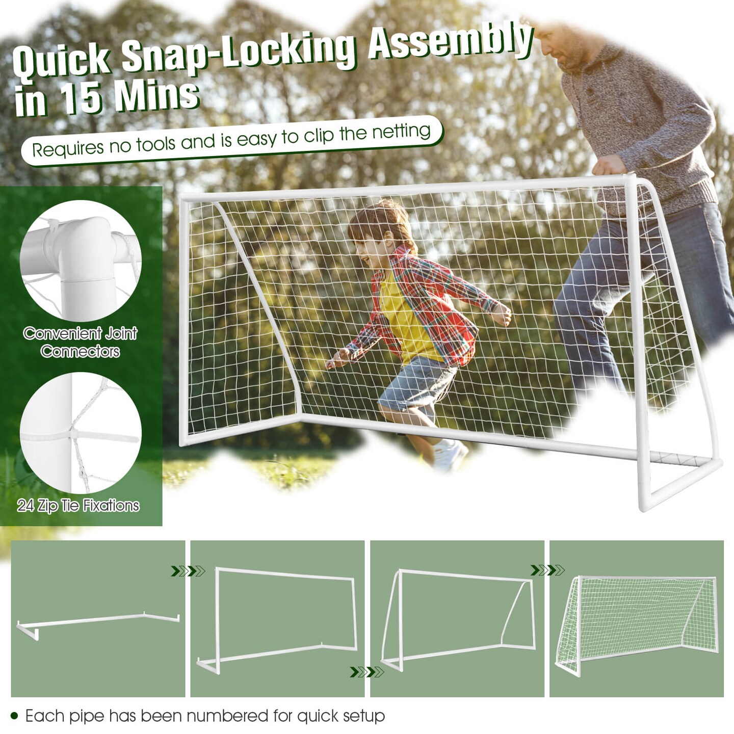 Soccer Goal with Strong PVC Frame and High-Strength Netting