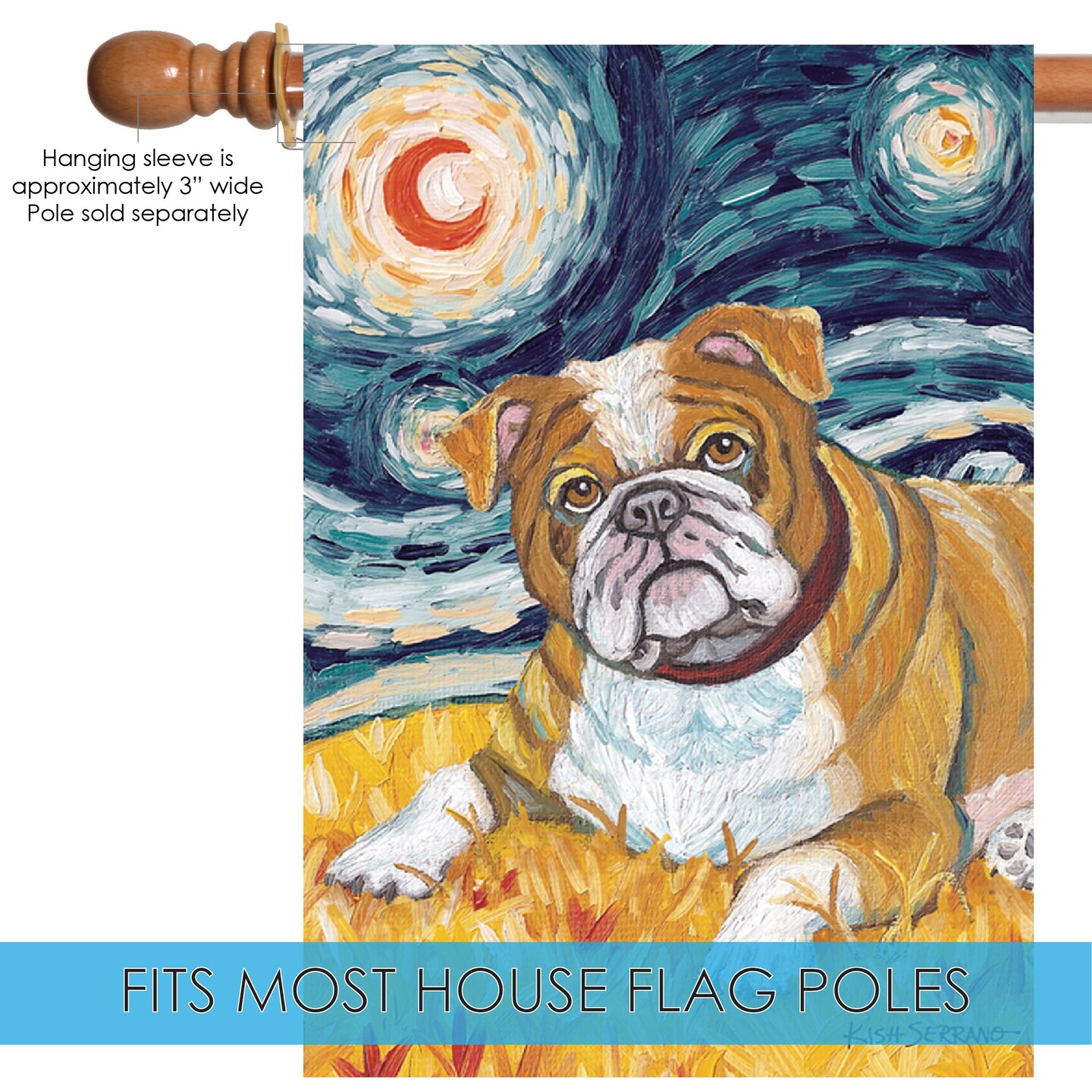 Van Growl-Bulldog Decorative Dog Flag