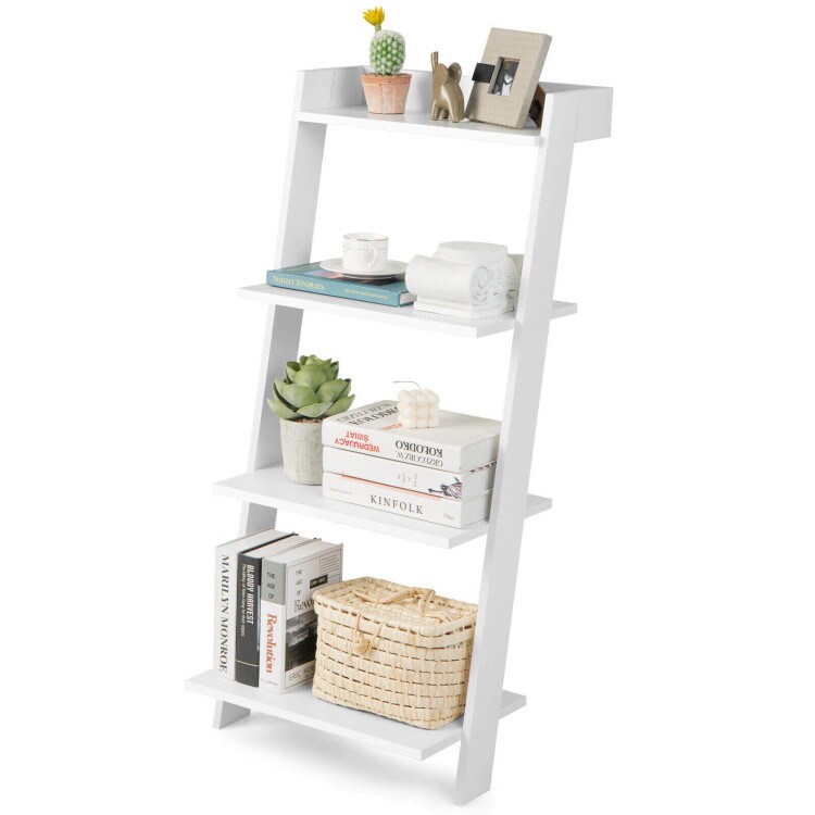 4-Tier Ladder Shelf with Solid Frame and Anti-toppling Device