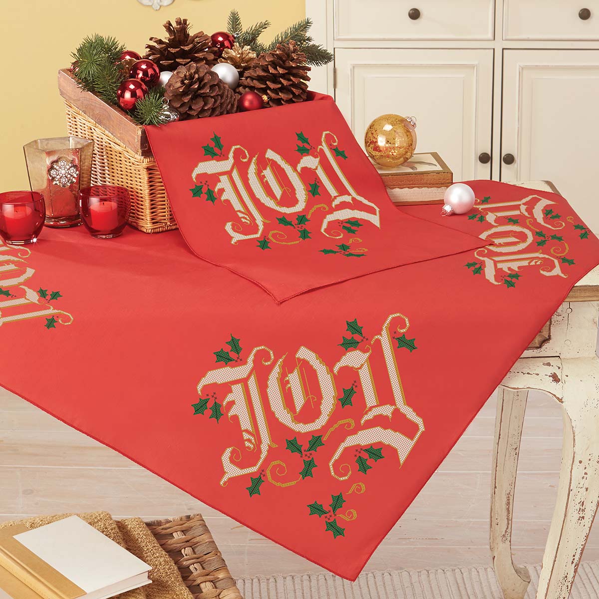 Victorian Joy Table Topper &#x26; Runner Stamped Cross-Stitch