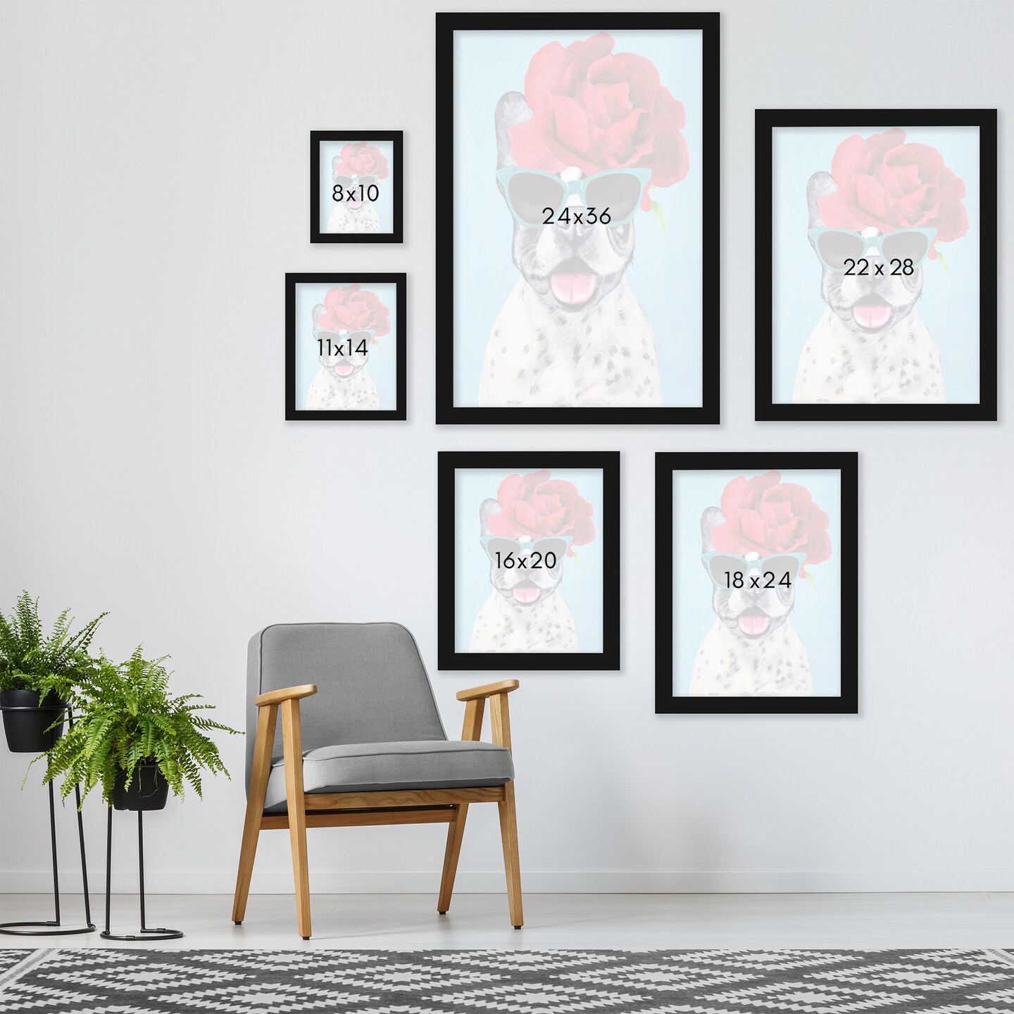 Bulldog Flower Power by Coco De Paris Frame  - Americanflat