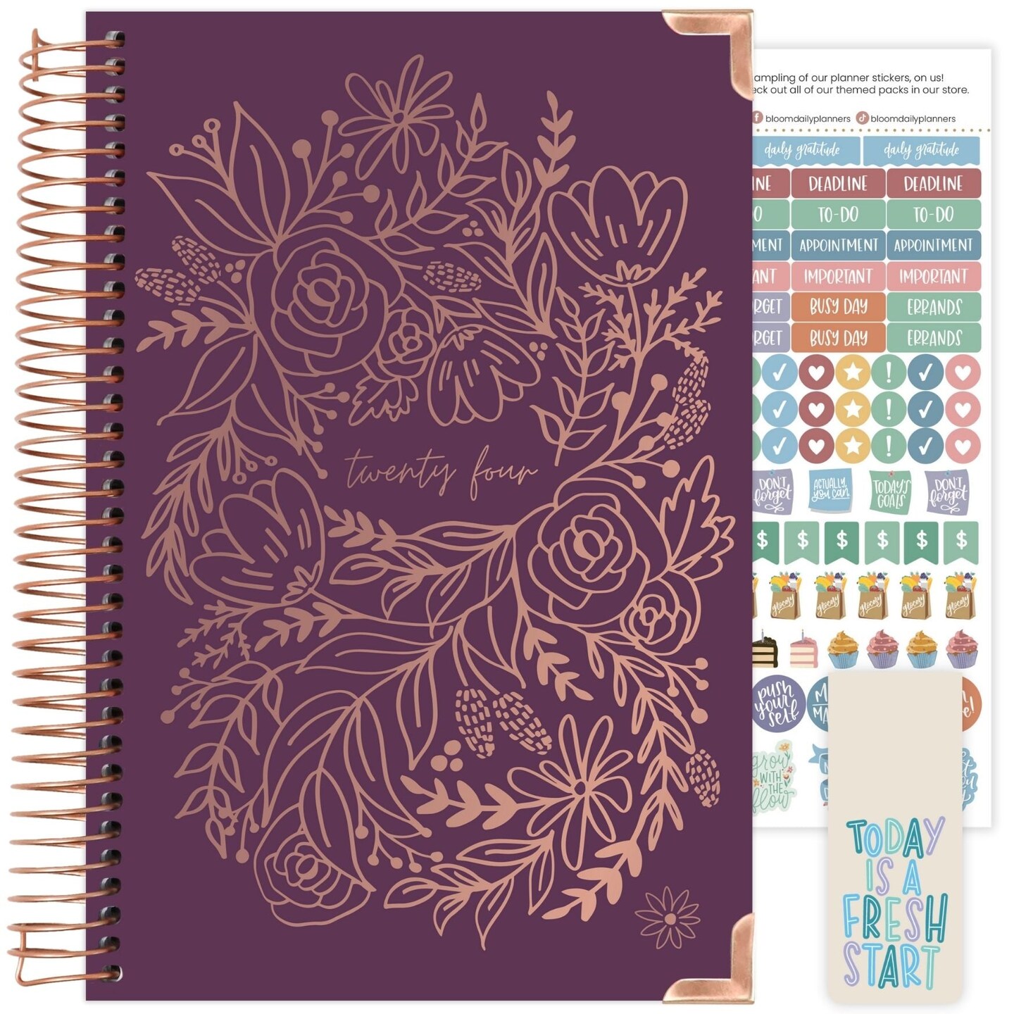 bloom daily planners 2024 Hard Cover Planner, 5.5" x 8.25", Embroidery