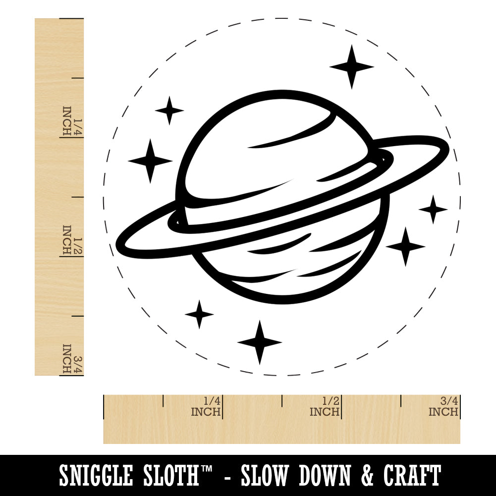 Saturn Planet with Rings and Stars Self-Inking Rubber Stamp for Stamping Crafting Planners