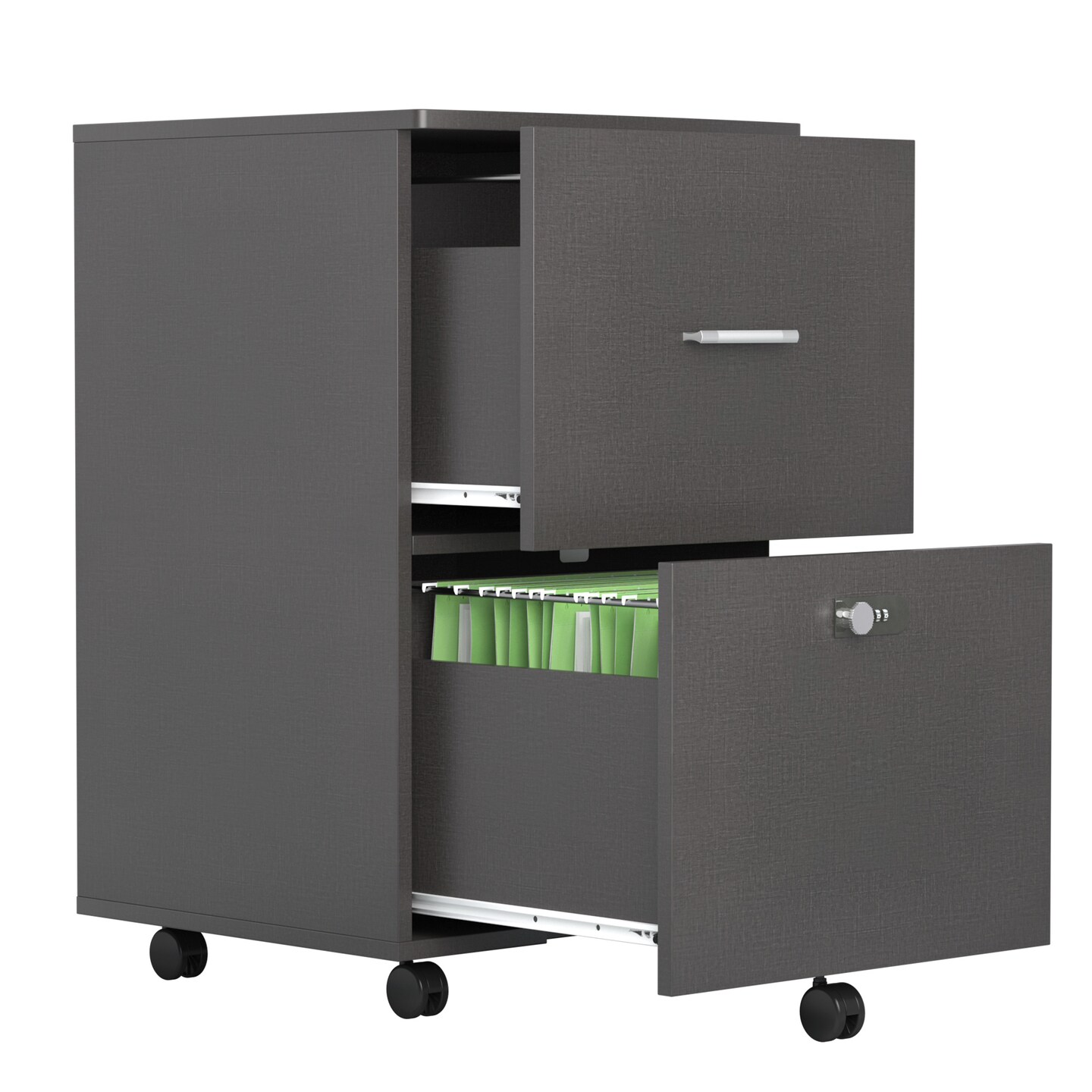 Pulley and Movable File cabinet with two drawers and lock for Hanging File Folders A4 or Letter Size | Small Rolling Printer Stand office storage cabinet