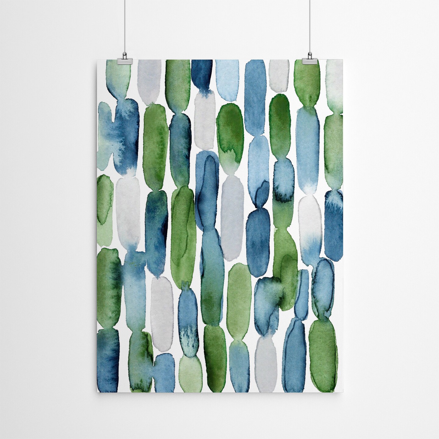 Watercolor Blue Green Strokes by Lisa Nohren  Poster Art Print - Americanflat