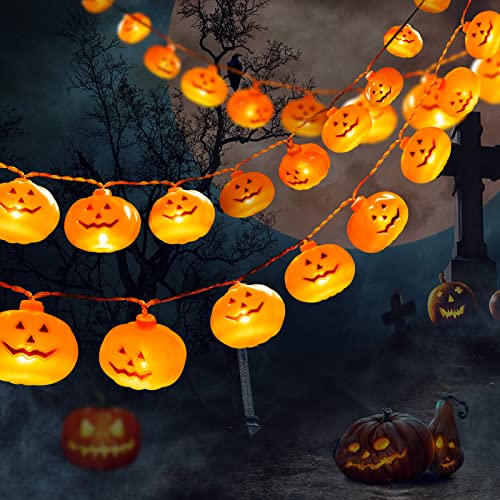 Halloween Decorations 16.4Ft 30LED Pumpkin String Lights, Battery ...