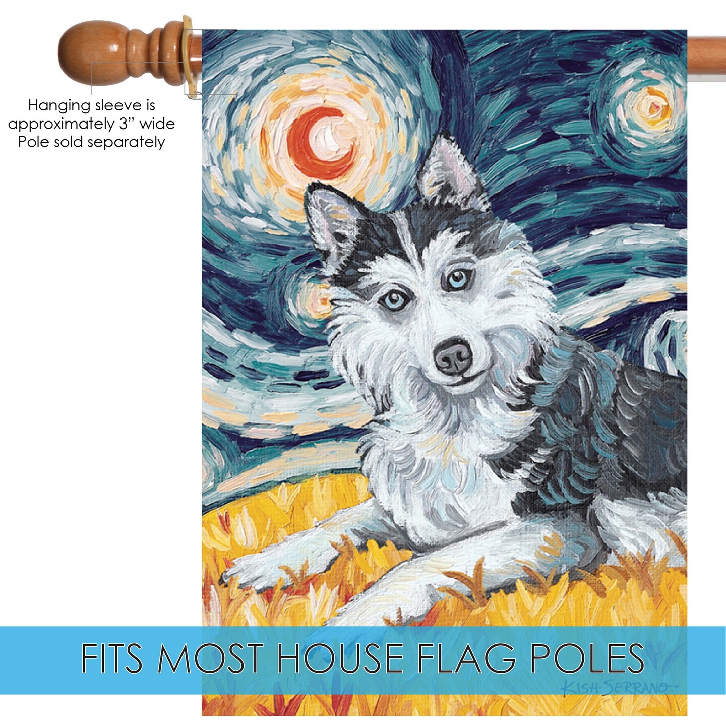 Van Growl-Siberian Husky Decorative Dog Flag