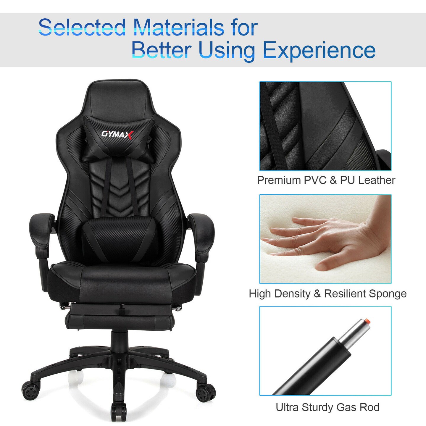 Costway Office Computer Desk Chair Gaming Chair Adjustable Swivel w/Footrest