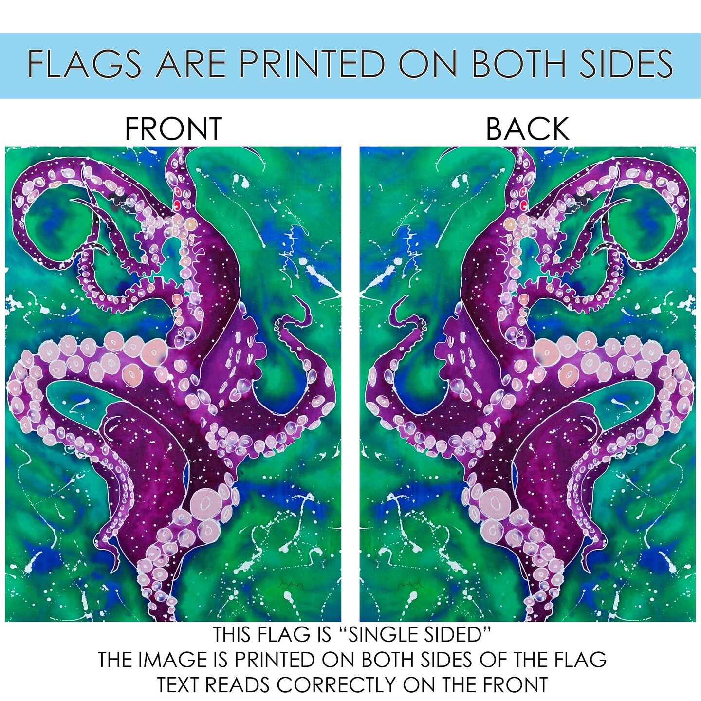 Purple Octopus Decorative Coastal Flag