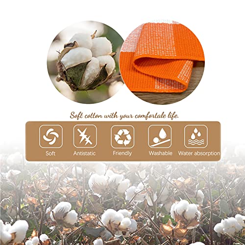 Buffalo Plaid Rug 27.5x43 Inches Orange and White Checke Orange Rug Halloween Fall Door Mat Woven Cotton Washable Area Rugs Door Mat Outdoor Entrance for Front Porch Entryway Fall Farmhouse