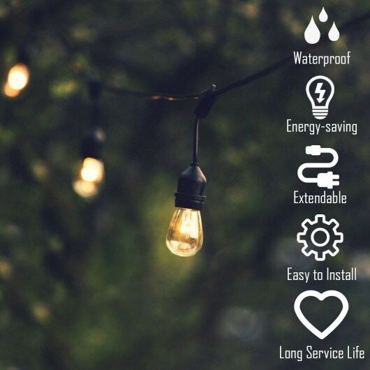 2 Pieces 96 Ft LED Outdoor Waterproof Commercial String Lights Bulbs