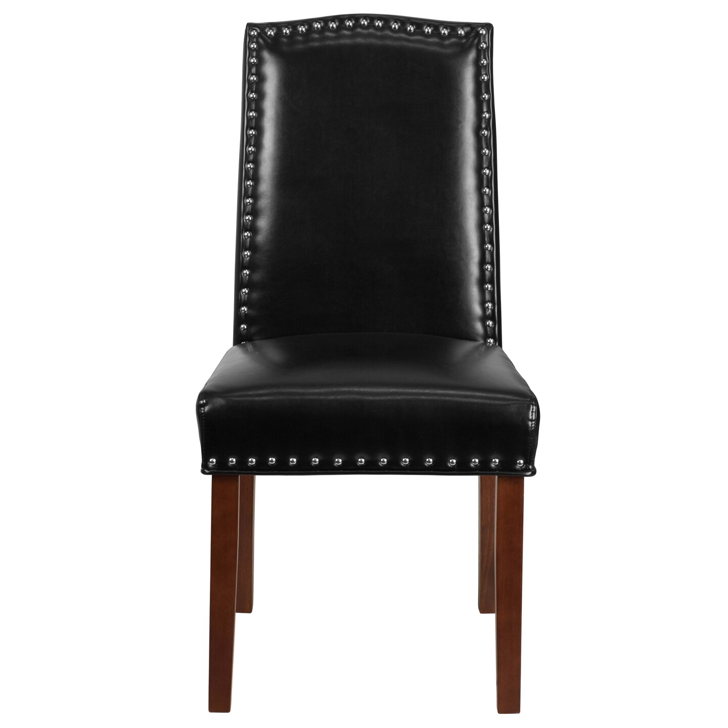 Merrick Lane Hollowell Parsons Chair Plush Dining Chair with Accent Nail Trim and Wooden Legs