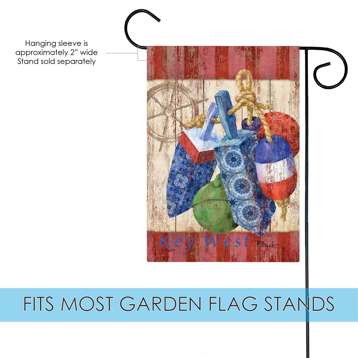 Rustic Floats And Wheel-Key West Decorative Key West Flag