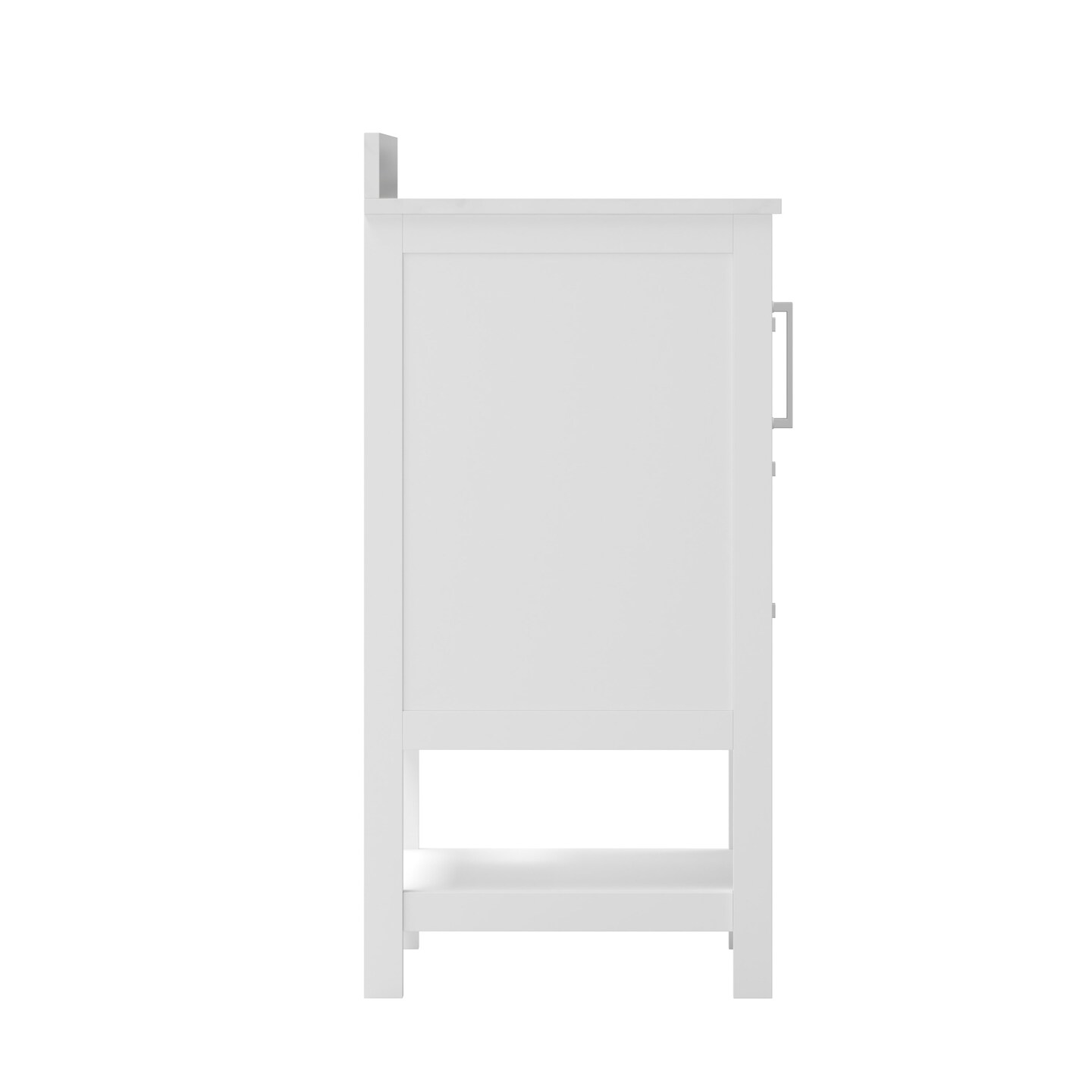 Merrick Lane Vigo Bathroom Vanity with Ceramic Sink, Carrara Marble Finish Countertop, Storage Cabinet with Soft Close Doors, Open Shelf and 3 Drawers