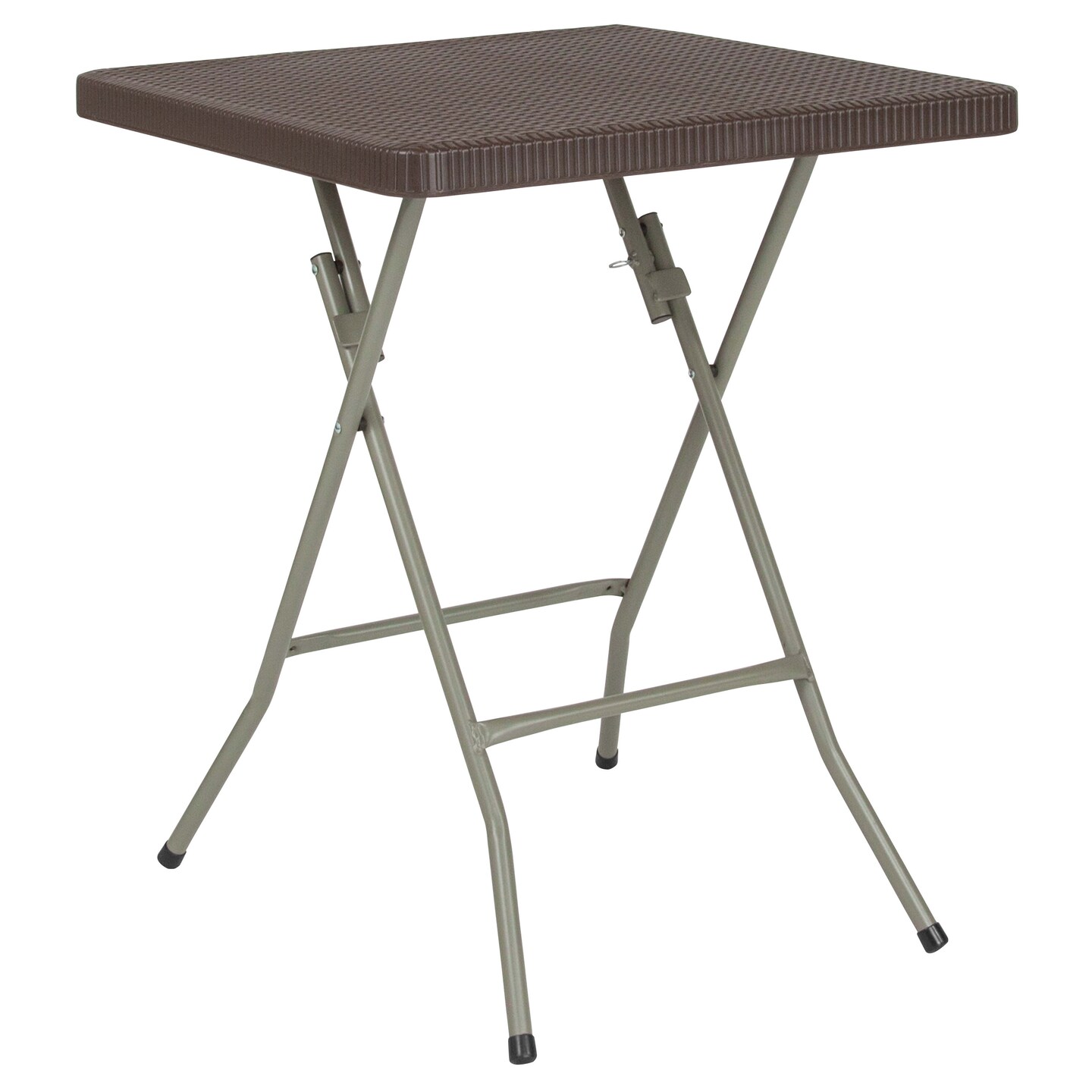 Emma and Oliver 1.95-Foot Square Rattan Plastic Folding Table
