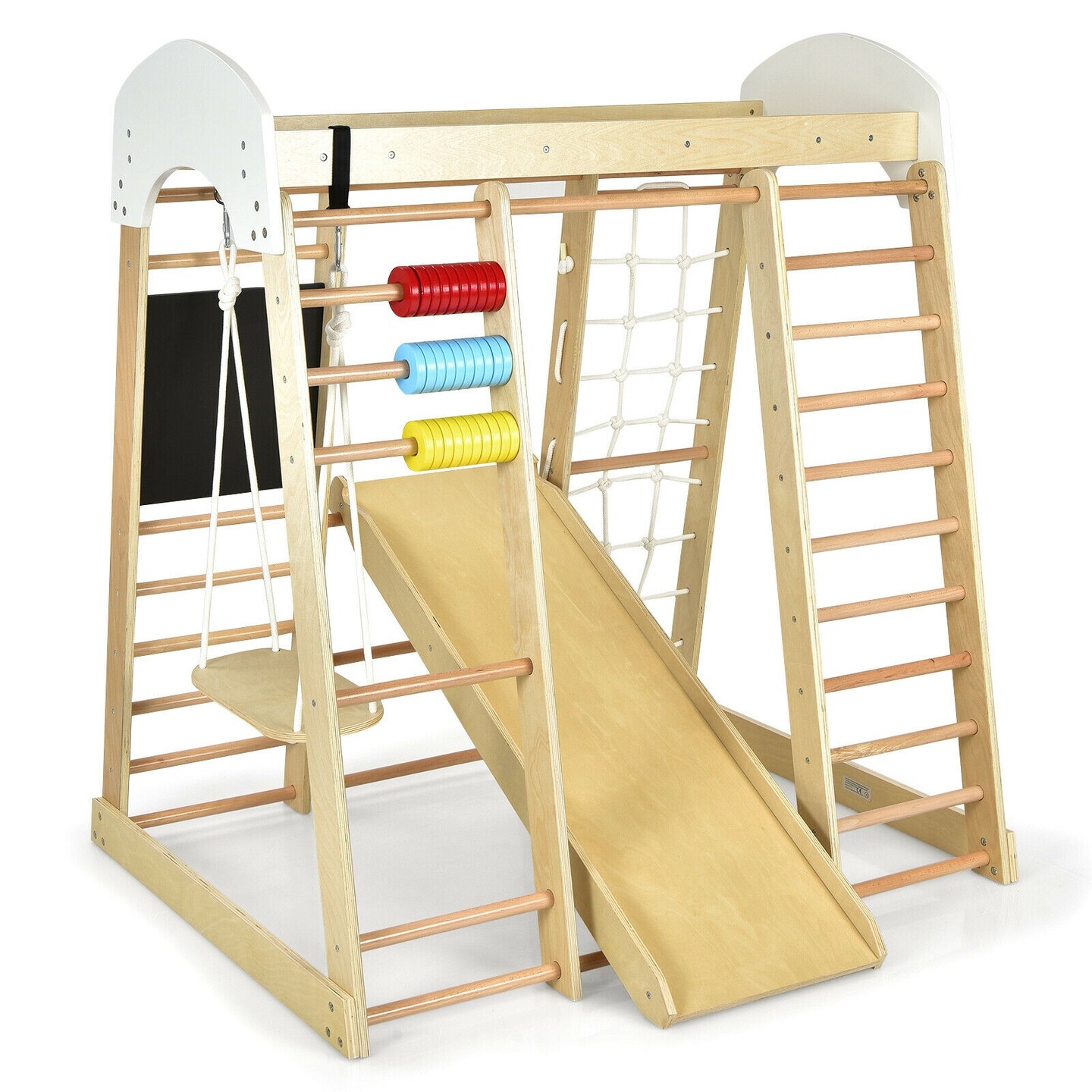 8-in-1 Multi-Functional Kids Wooden Climber Gym Playset Suitable for Indoor or Outdoor Space