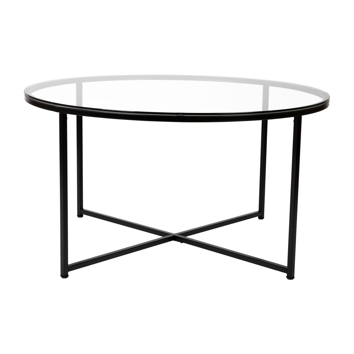 Merrick Lane Fairdale Coffee Table with Round Cross Brace Frame