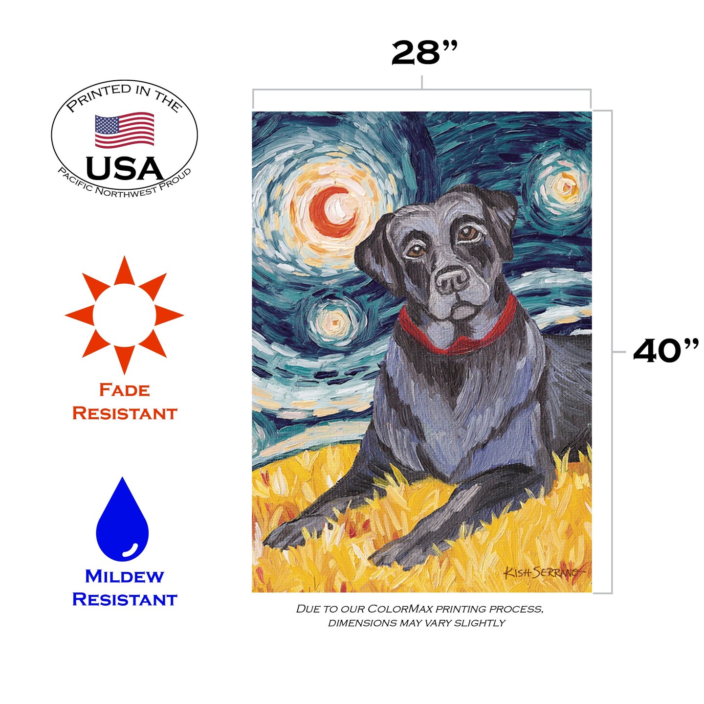 Van Growl-Black Lab Decorative Dog Flag