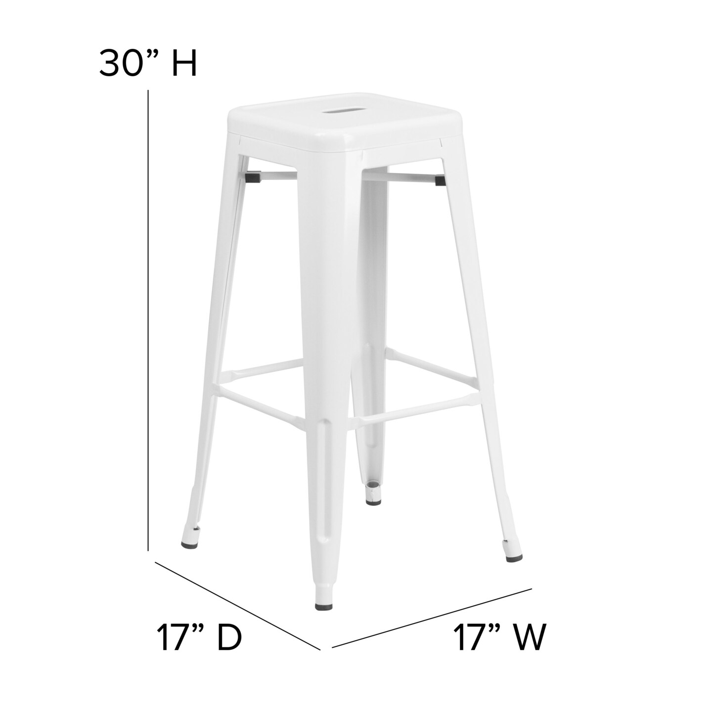 Emma and Oliver Kam Backless Metal Indoor-Outdoor Stool with All-Weather Polystyrene Seat
