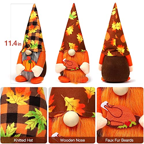 Ndeno 2PCS Thanksgiving Gnome Plush Decorations, Fall ThanksgivingHandmade Scandinavian Tomte - Autumn Pumpkins Home Tabletop Elf Gnomes Decor Ornaments - Lucky Swedish Gift (Harvest Festival), 01