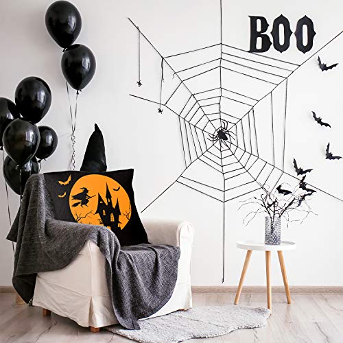 Whaline 4 Pieces Halloween Pillow Case, Orange and Black Pillow Cover,  Happy Halloween Linen Sofa Bed Throw Cushion Cover Decora