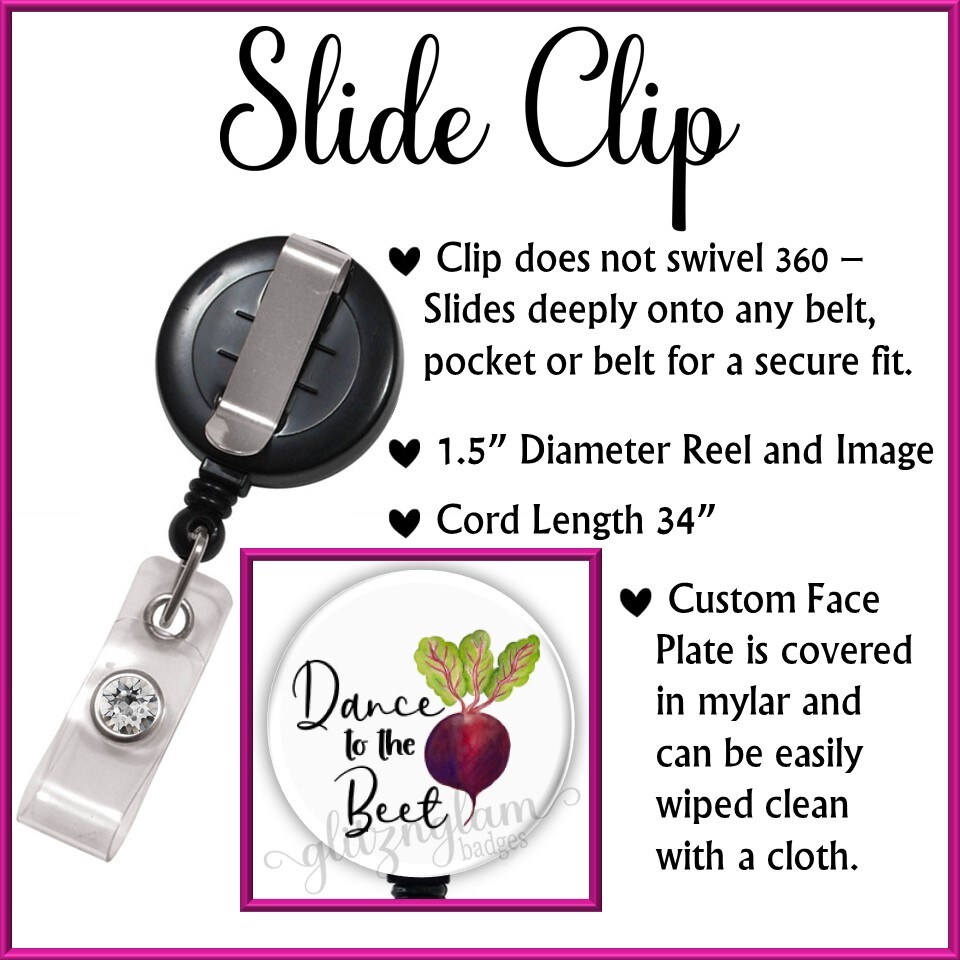 Fun Retractable Badge Reel, Dance to the Beet, Badge Holder with