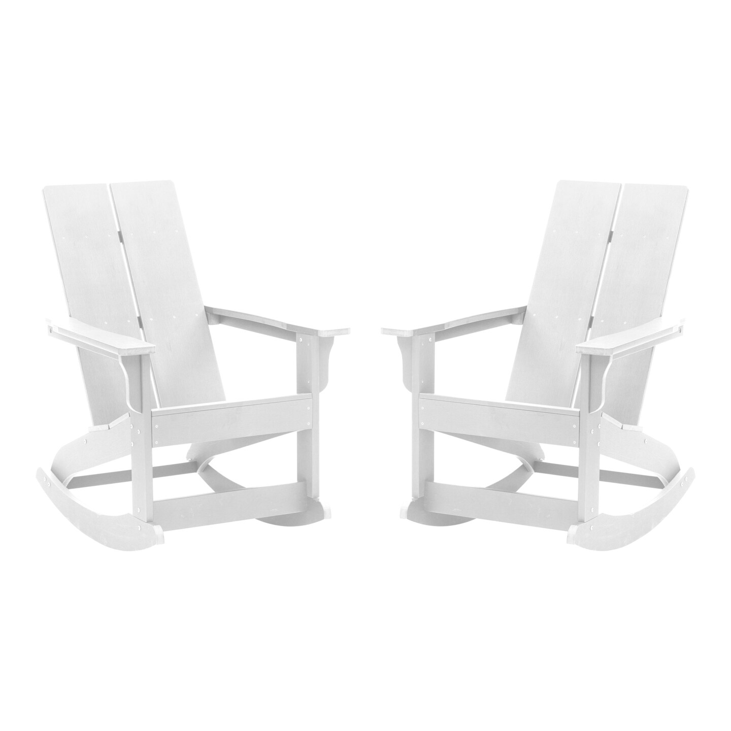 Merrick Lane Set of 2 Wellington UV Treated All-Weather Polyresin Adirondack Rocking Chair for Patio, Sunroom, Deck and More