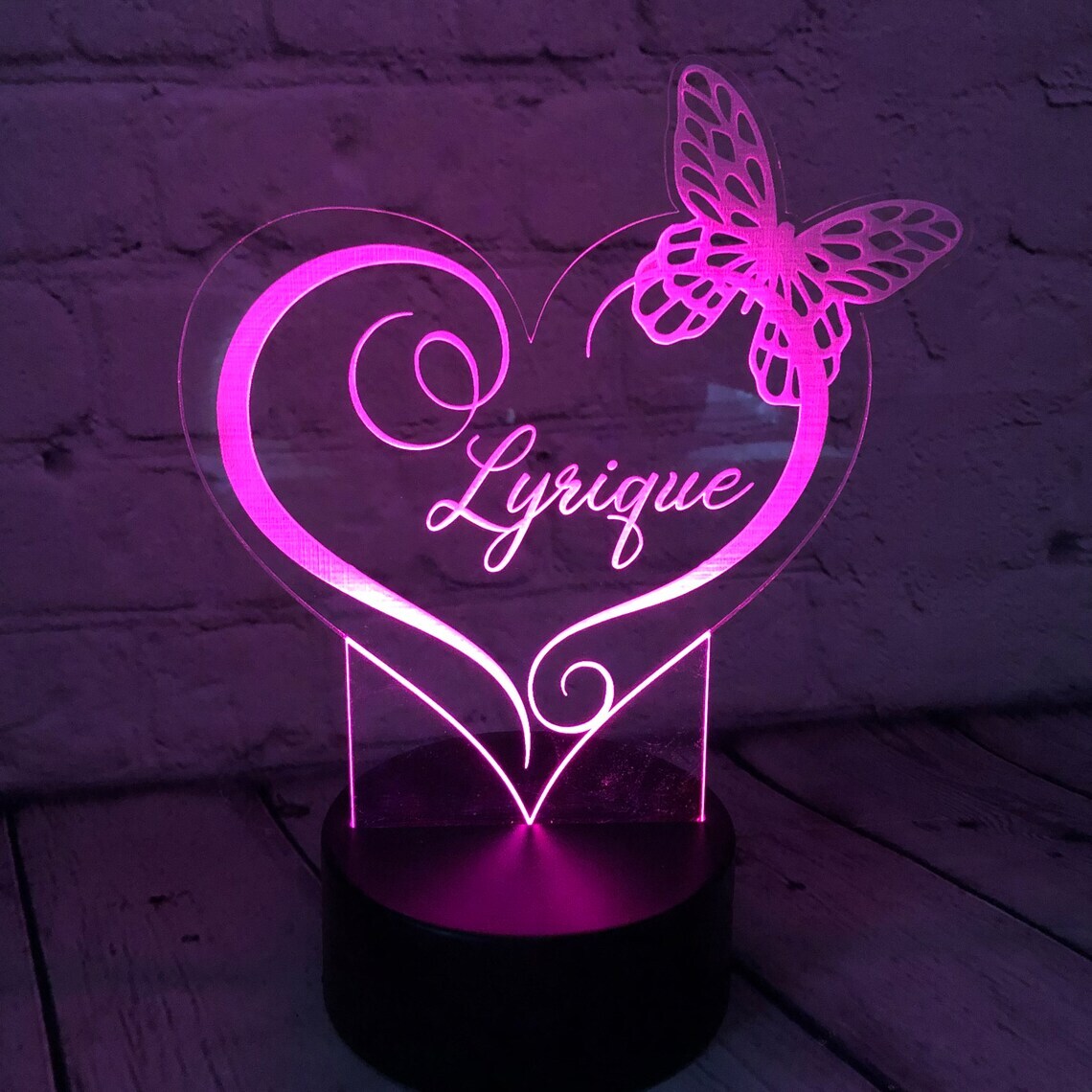 Lovely Rainbow Pink Rose Wing Butterfly selling LED Night Light