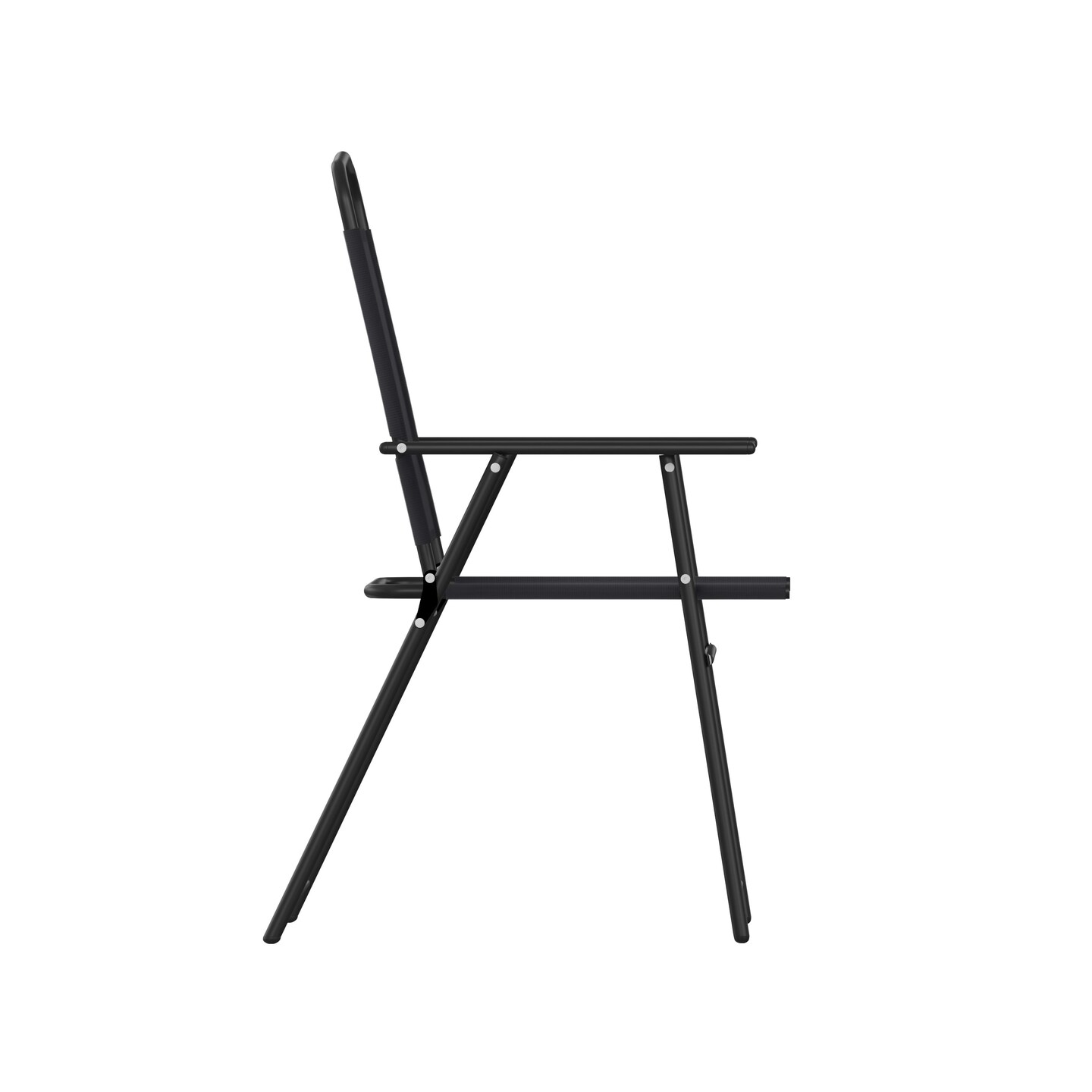 Emma and Oliver Munroe Set of 2 Textilene Folding Sling Style Patio Chairs with Armrests