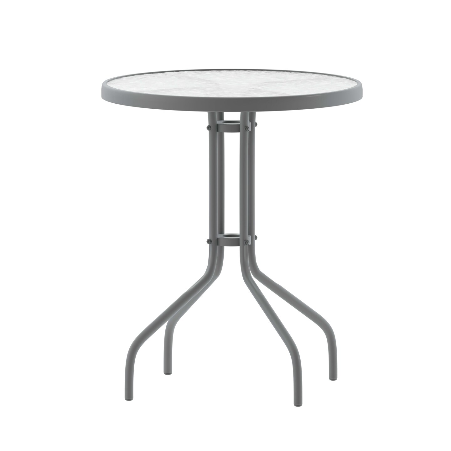 Emma and Oliver 23.75&#x22; Round Tempered Glass Metal Table with Smooth Ripple Design Top