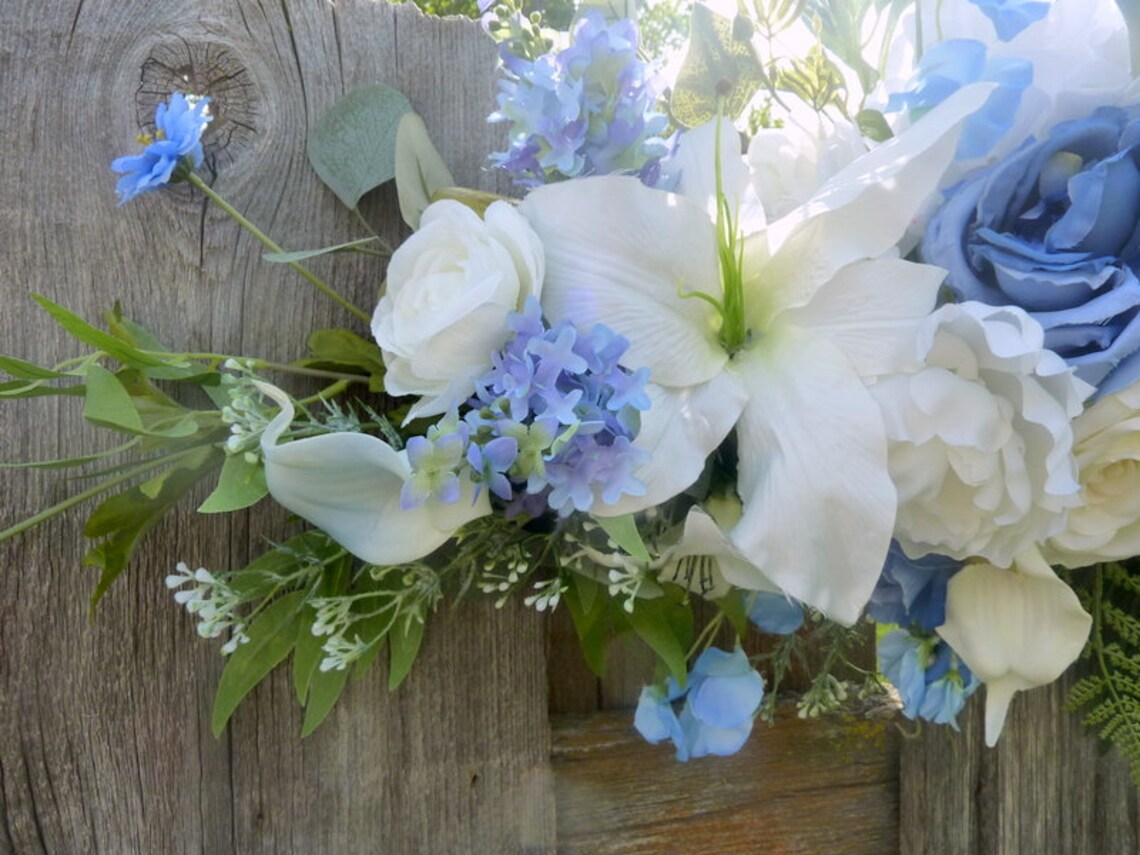 Wedding archway decoration, blue swag, gazebo flowers, outlet blue floral wedding decoration.