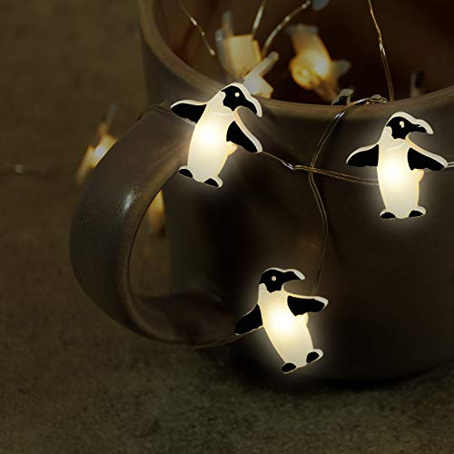 12 Foot LED Wire Lights Strip with 36 Penguin Shaped Bulbs Battery Operated String Lights (12FT, Penguin)