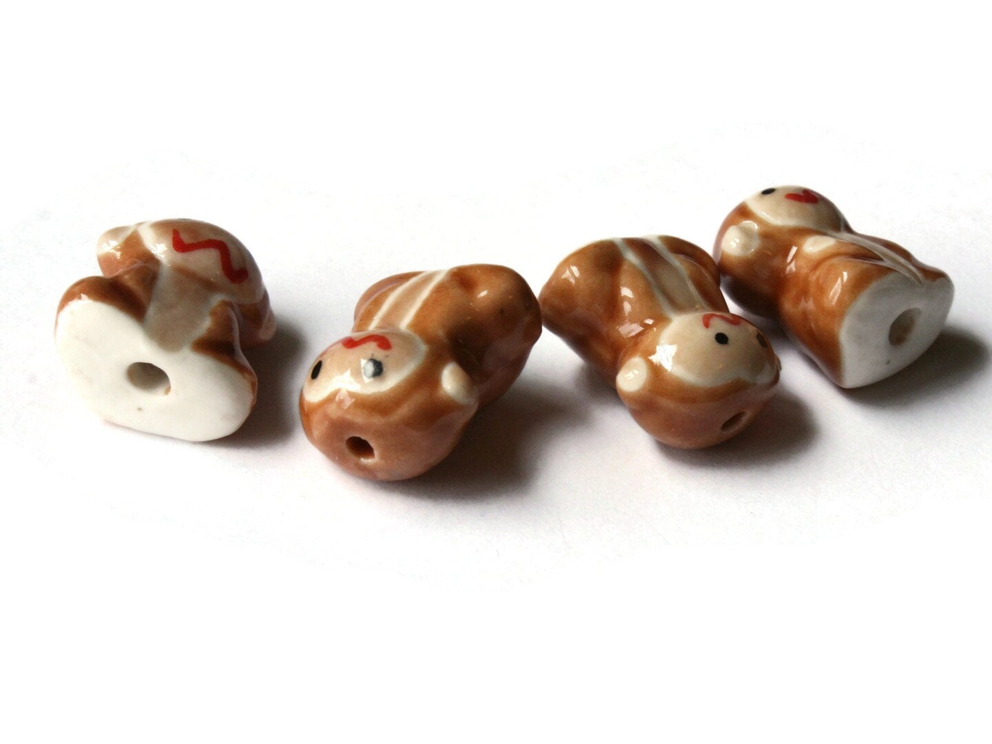 18mm Brown Porcelain Monkey Beads