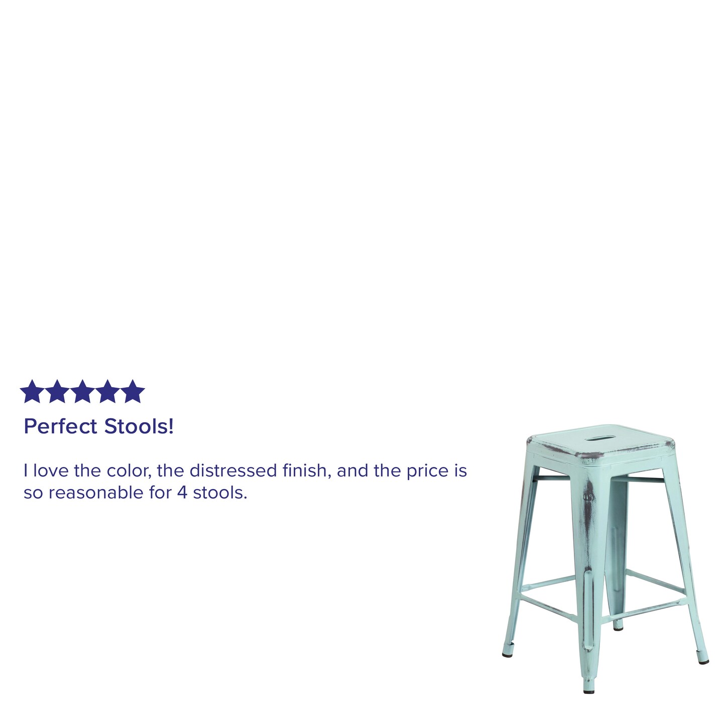 Emma and Oliver Commercial Grade 4 Pack 24&#x22; High Backless Distressed Metal Indoor-Outdoor Counter Height Stool