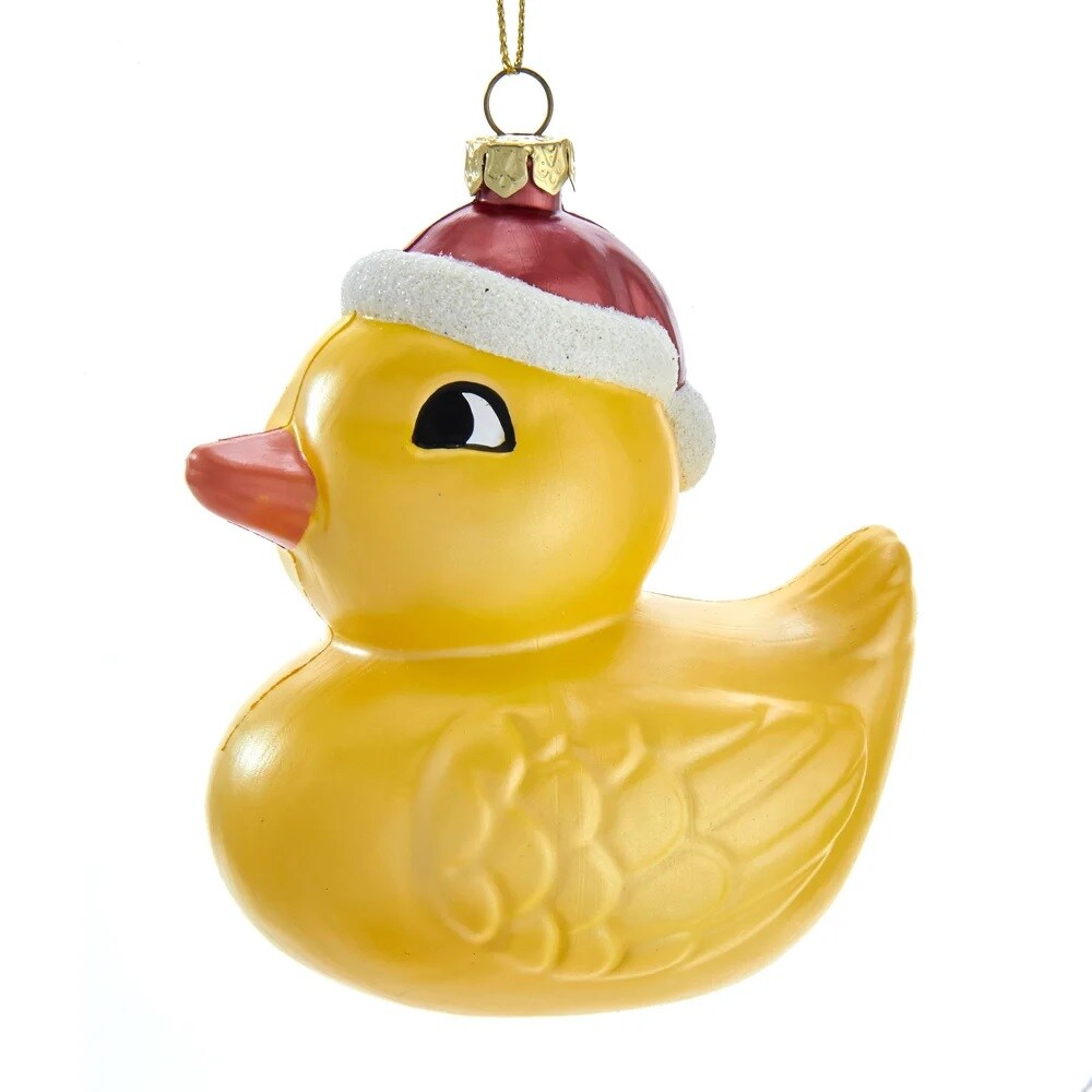 KSA Pack of 24 Yellow Duck Wearing Santa Hat Christmas Ornaments 4.5&#x22;