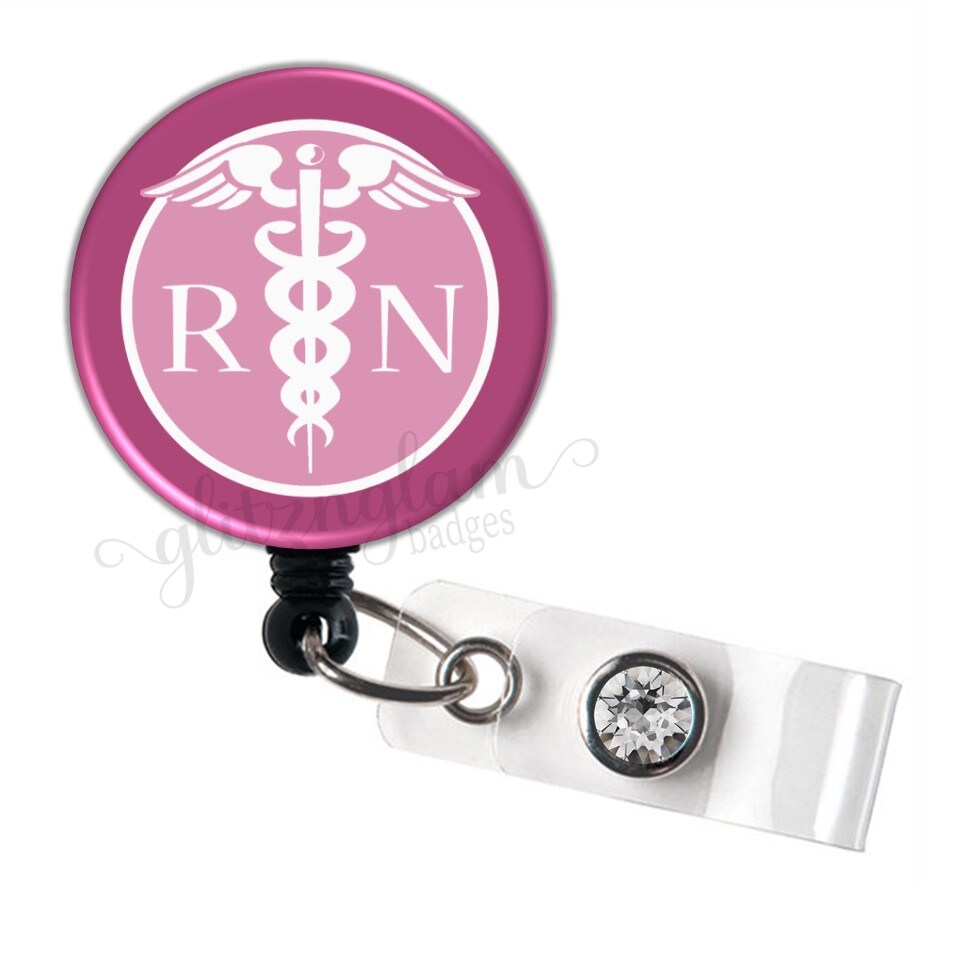 RN Retractable Badge Holder Reel, Registered Nurse Badge Reel, Rn