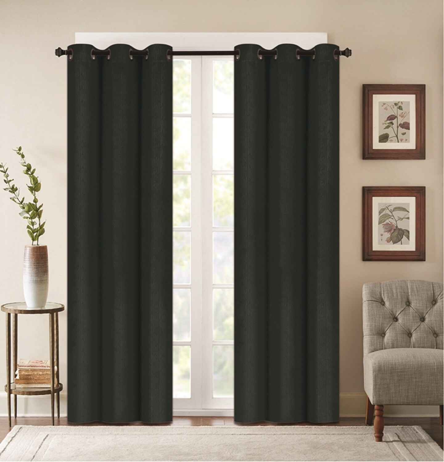 Denver Embossed Faux Silk Blackout Curtain Panel Pair