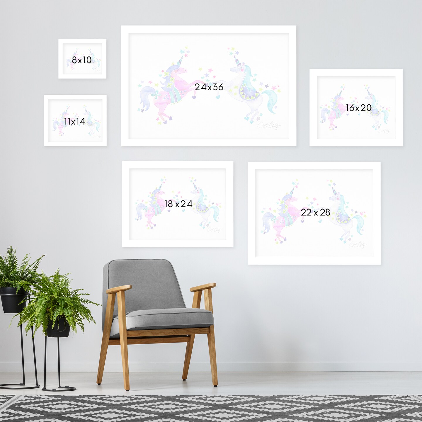 Pastel Unicorns by Cat Coquillette Frame  - Americanflat