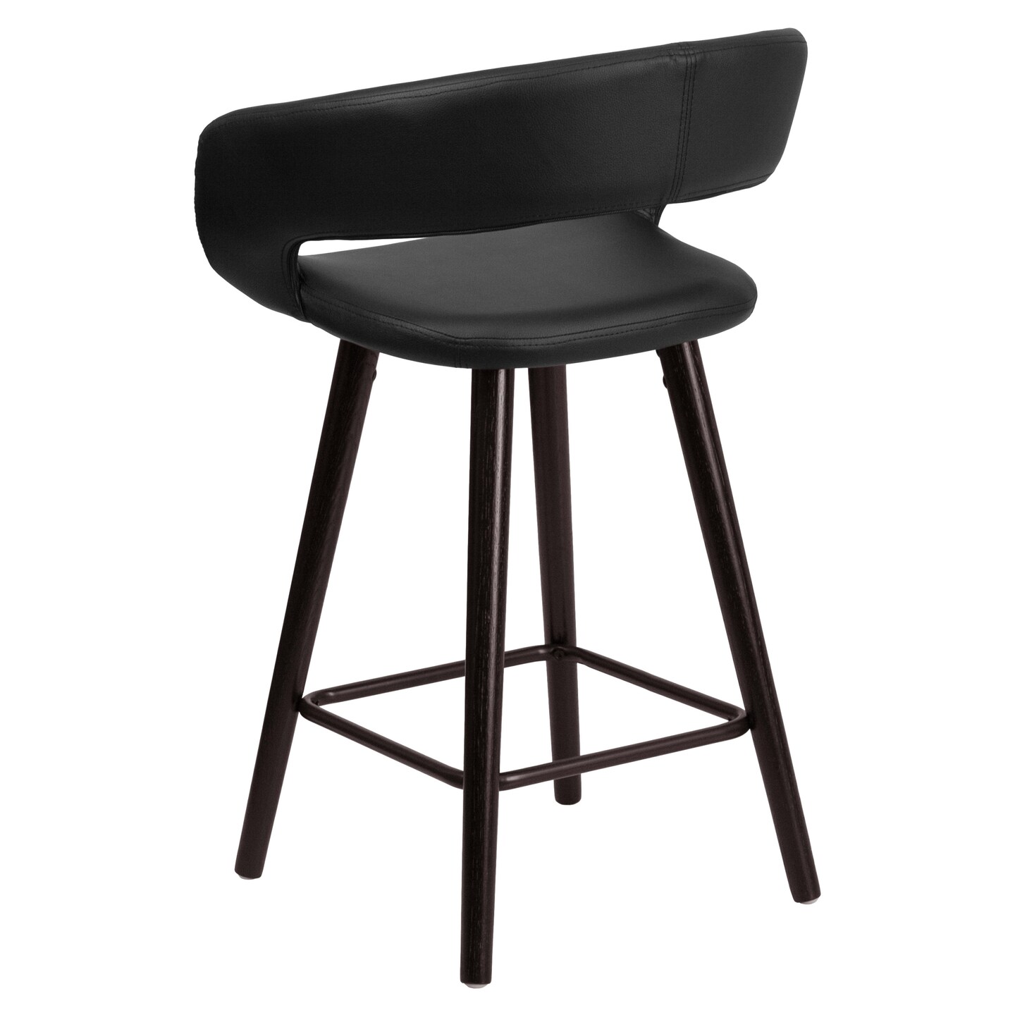 Emma and Oliver 2 Pk. 24'' High Contemporary Vinyl Counter Height Stool with Cappuccino Wood Frame