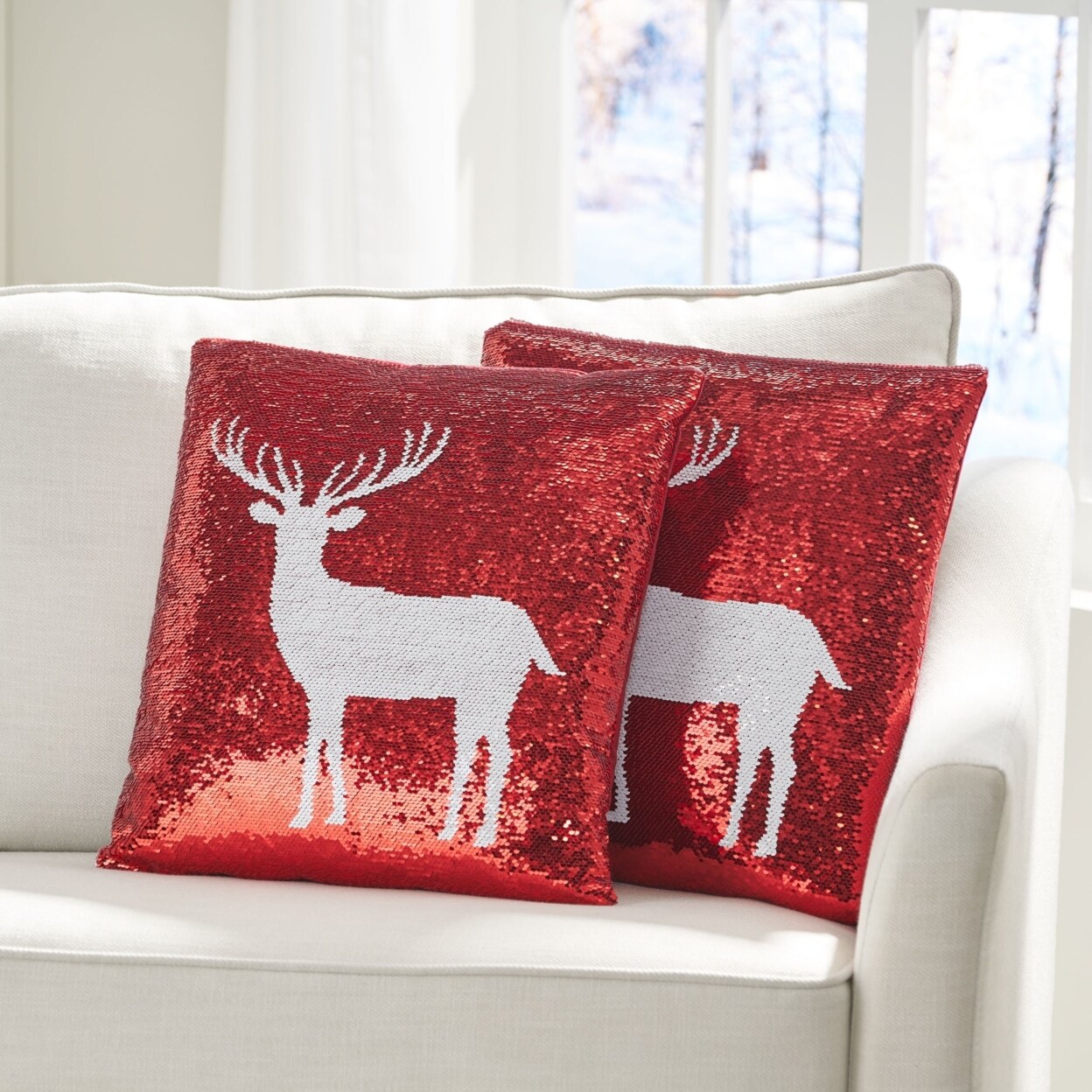 GDFStudio Desota Glam Sequin Christmas Throw Pillow Cover Michaels