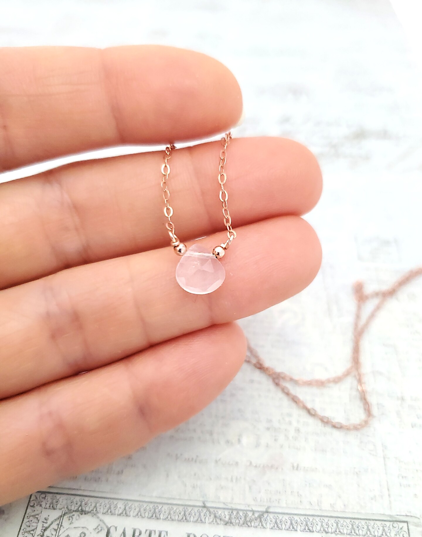 Divine Goddess Rose Quartz Necklace - Healing Crystal, Dainty Necklace, Crystal Jewelry, Birthstone, Jewelry Gift, Love Jewelry, Love Gift product 2
