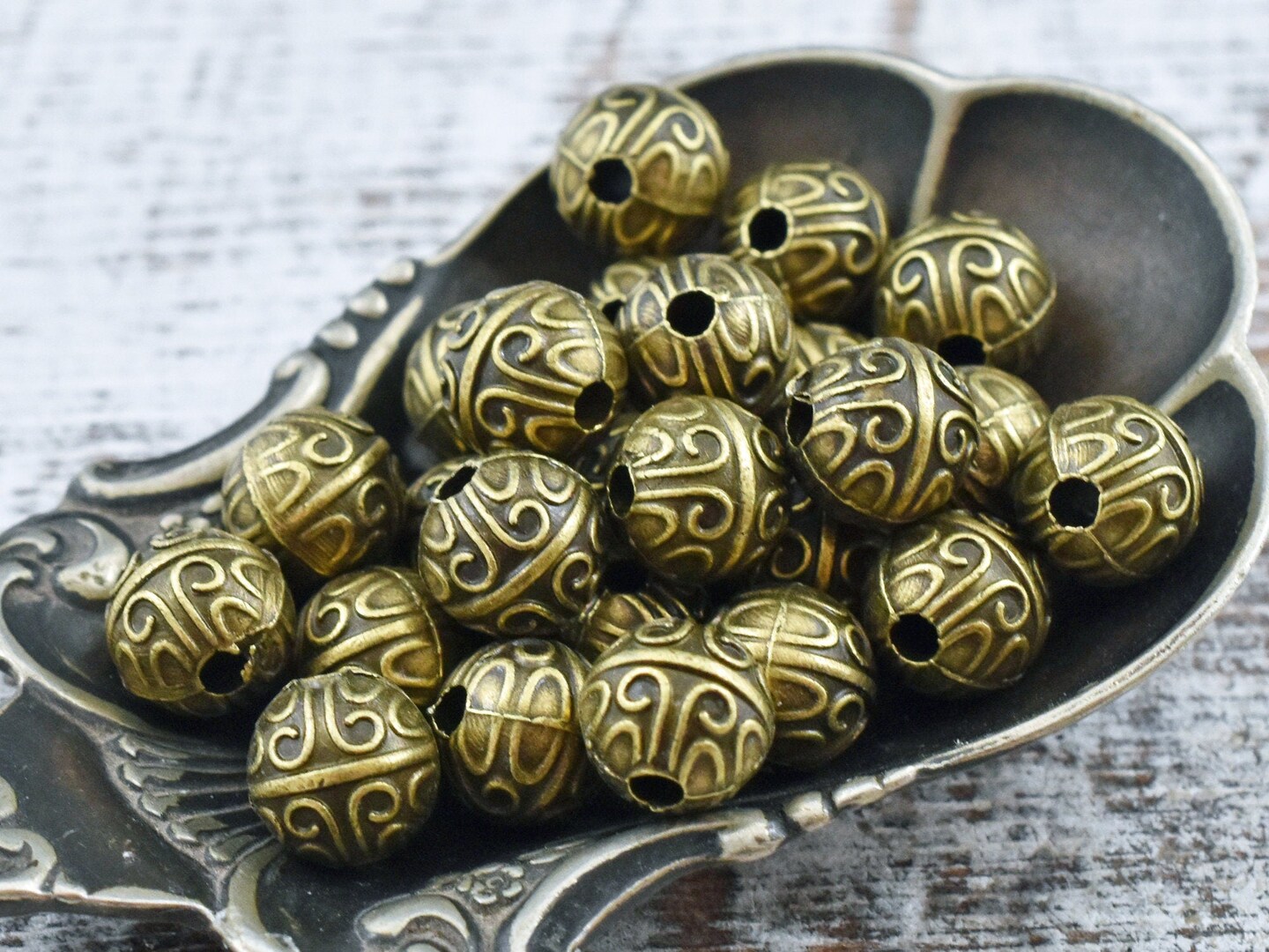 *50* 7mm Antique Bronze Round Spacer Beads