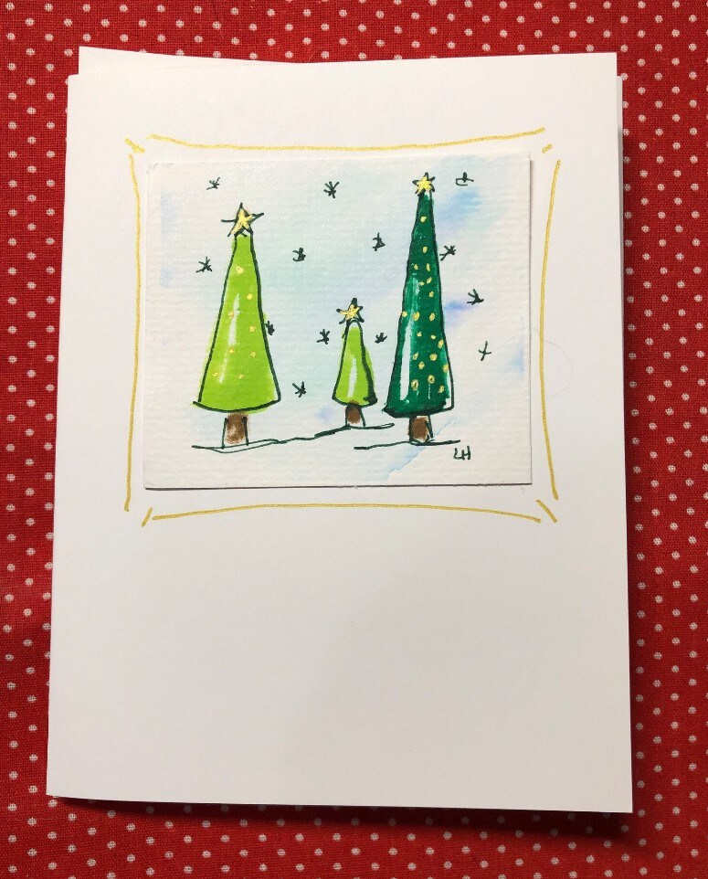 Watercolor and Mixed Media Christmas Tree Cards image 3
