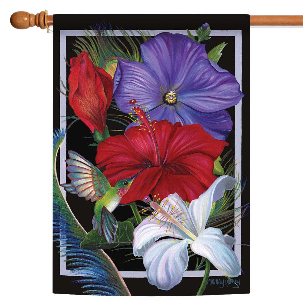 Hummingbird Hibiscus Decorative Flower Flag