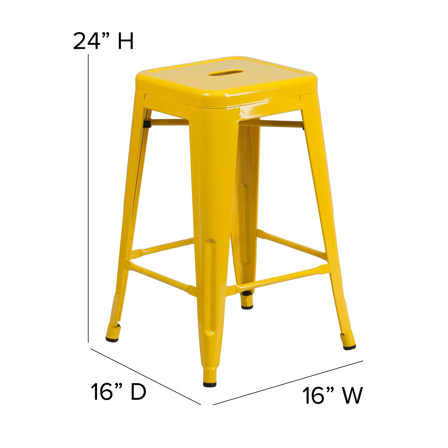 Merrick Lane Newark Series Backless Metal Stool with Square Seat for Indoor-Outdoor Use